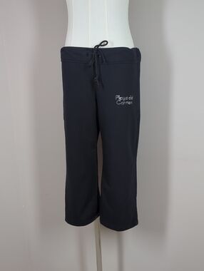 Y2K Low Rise Black Playa del Carmen Drawstring Capri Pants Joggers Casual Small